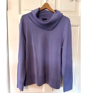 Talbots Women's Large L Purple Pure Merino Wool Cowl Neck Knit Sweater